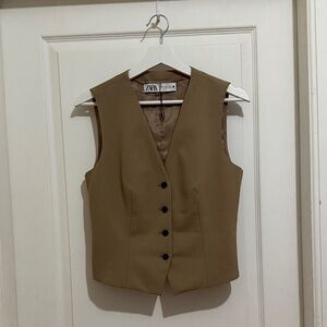 Zara Camel Buttoned Vest